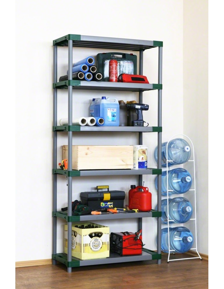 Kellerregale/Garagenregale - Plastikregal Kunststoffregal Steckregal  Jupiter-6-120 (222x120x46), 6 Böden, ROT - product new.modo24.de 6