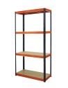 Metallregal Werkstatt Schwerlastregal Helios HBO_180x110x40_4 Böden, Traglast: 350 Kg, Farbe: SCHWARZ/ORANGE