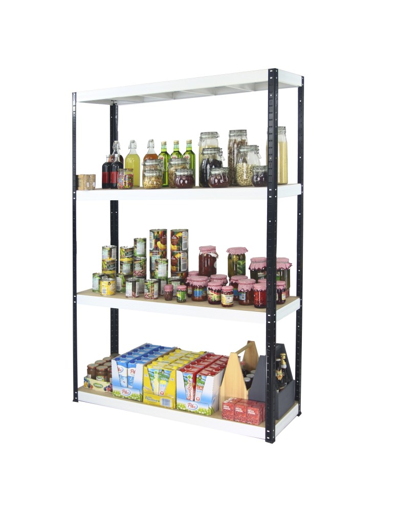 Kellerregale/Garagenregale - Metallregal Werkstatt Schwerlastregal Helios HBW_180x110x45_4 Böden, Traglast: 400 Kg, Farbe: SCHWARZ/WEIß - produkt new.modo24.de 11