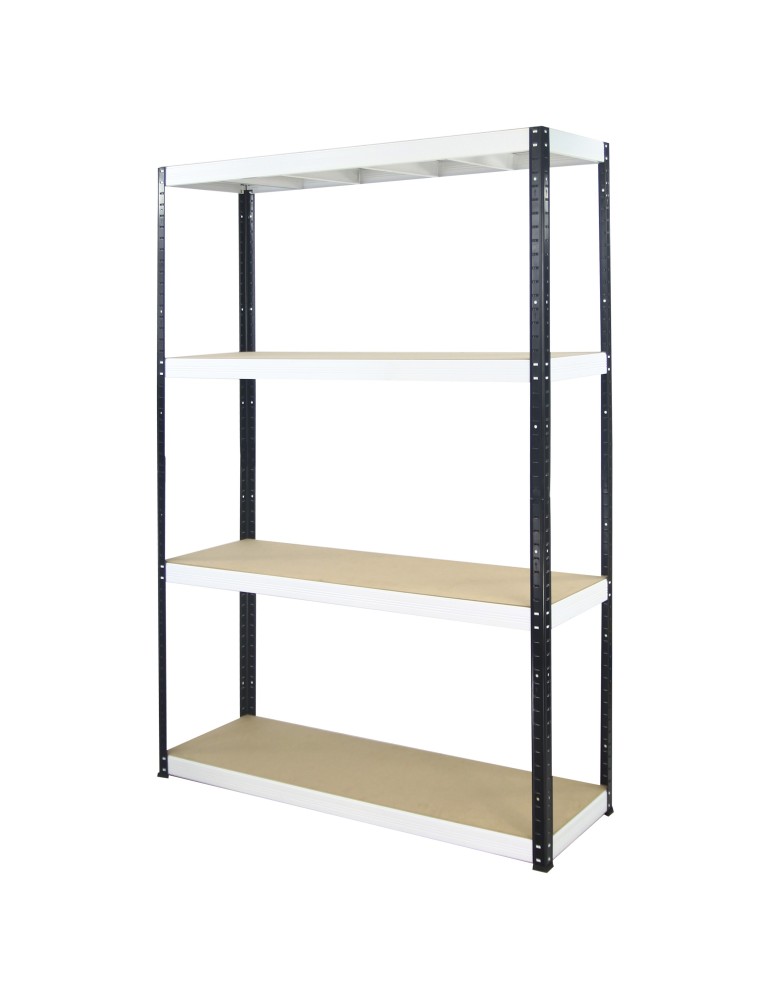 Kellerregale/Garagenregale - Metallregal Werkstatt Schwerlastregal Helios HBW_180x110x45_4 Böden, Traglast: 350 Kg, Farbe: SCHWARZ/WEIß - product new.modo24.de 1