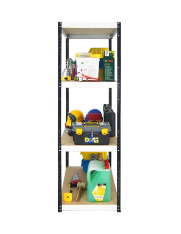 Kellerregale/Garagenregale - Metallregal Werkstatt Schwerlastregal Helios HBW_180x110x45_4 Böden, Traglast: 275 Kg, Farbe: SCHWARZ/WEIß - produkt 4