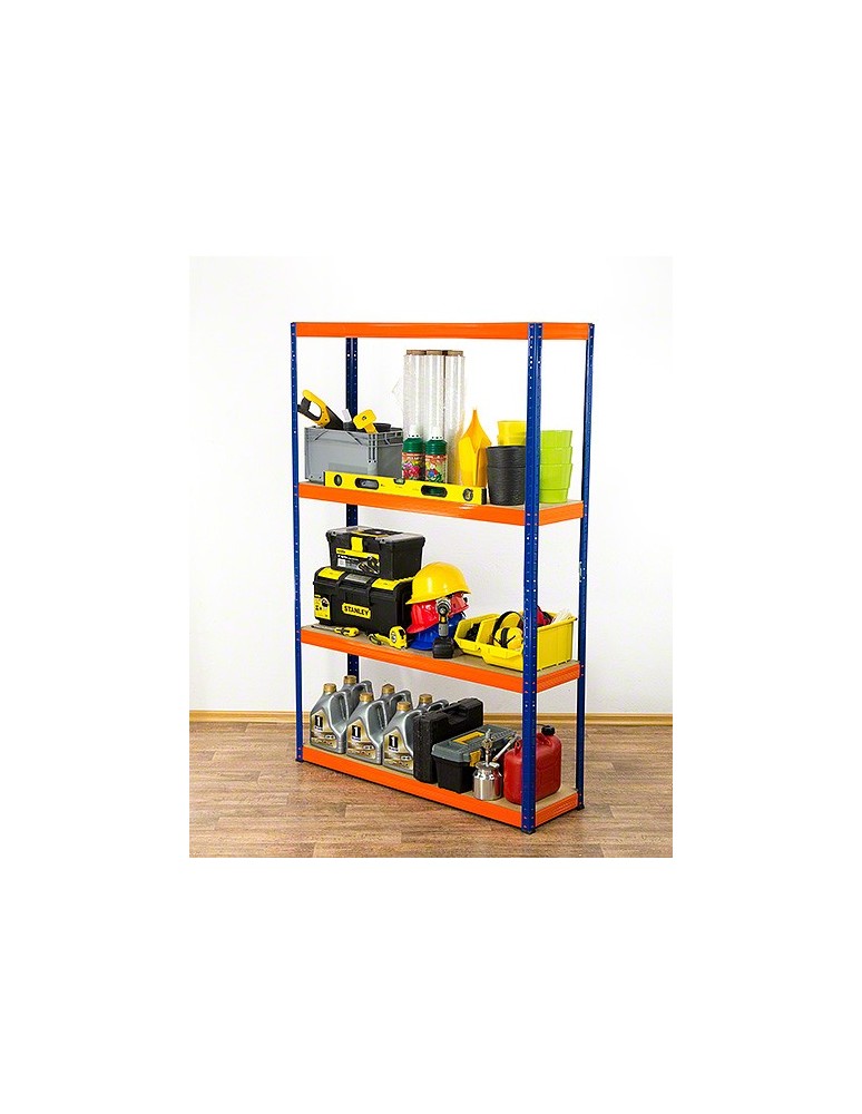 Kellerregale/Garagenregale - Metallregal Werkstatt Schwerlastregal Helios HNO_180x110x50_4 Böden, Traglast: 175 Kg, Farbe: BLAU/ORANGE - product new.modo24.de 4