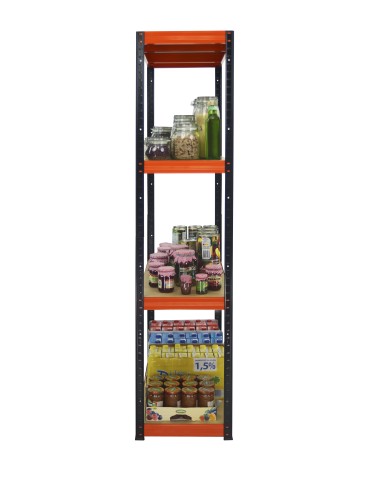Kellerregale/Garagenregale - Metallregal Werkstatt Schwerlastregal Helios HBO_180x090x50_4 Böden, Traglast: 275 Kg, Farbe: SCHWARZ/ORANGE - product 8