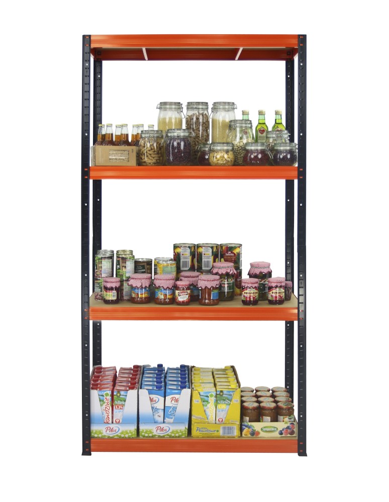 Kellerregale/Garagenregale - Metallregal Werkstatt Schwerlastregal Helios HBO_180x090x50_4 Böden, Traglast: 275 Kg, Farbe: SCHWARZ/ORANGE - product new.modo24.de 9