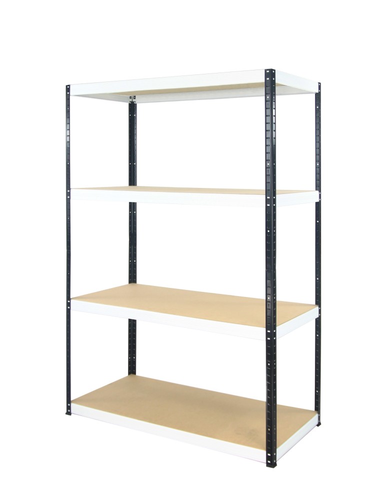 Kellerregale/Garagenregale - Metallregal Werkstatt Schwerlastregal Helios HBW_180x090x60_4 Böden, Traglast: 275 Kg, Farbe: SCHWARZ/WEIß - product new.modo24.de 1