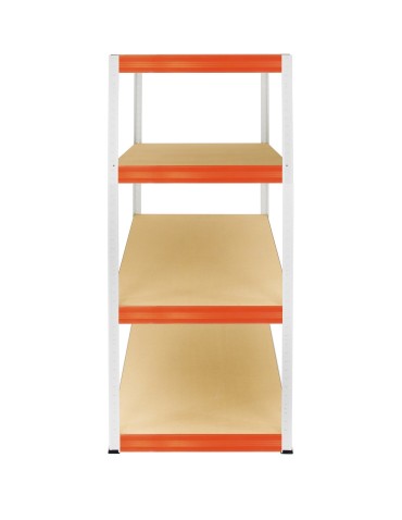 Kellerregale/Garagenregale - Metallregal Werkstatt Schwerlastregal Helios HWO_180x090x60_4 Böden, Traglast: 400 Kg, Farbe: WEIß/ORANGE - produkt 6