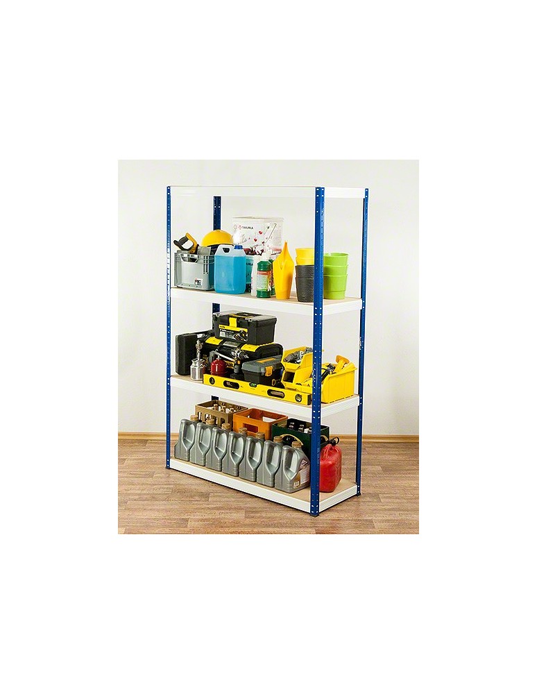 Kellerregale/Garagenregale - Metallregal Werkstatt Schwerlastregal Helios HNW_180x090x45_4 Böden, Traglast: 400 Kg, Farbe: BLAU/WEIß - product new.modo24.de 5