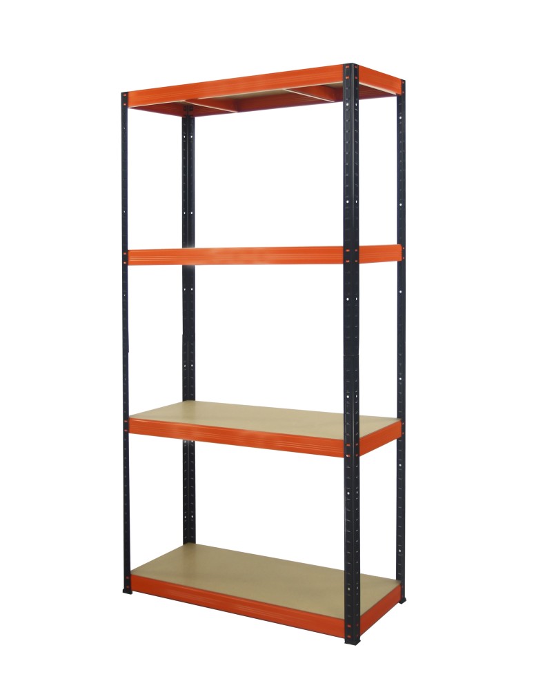 Kellerregale/Garagenregale - Metallregal Werkstatt Schwerlastregal Helios HBO_180x090x45_4 Böden, Traglast: 275 Kg, Farbe: SCHWARZ/ORANGE - product new.modo24.de 1