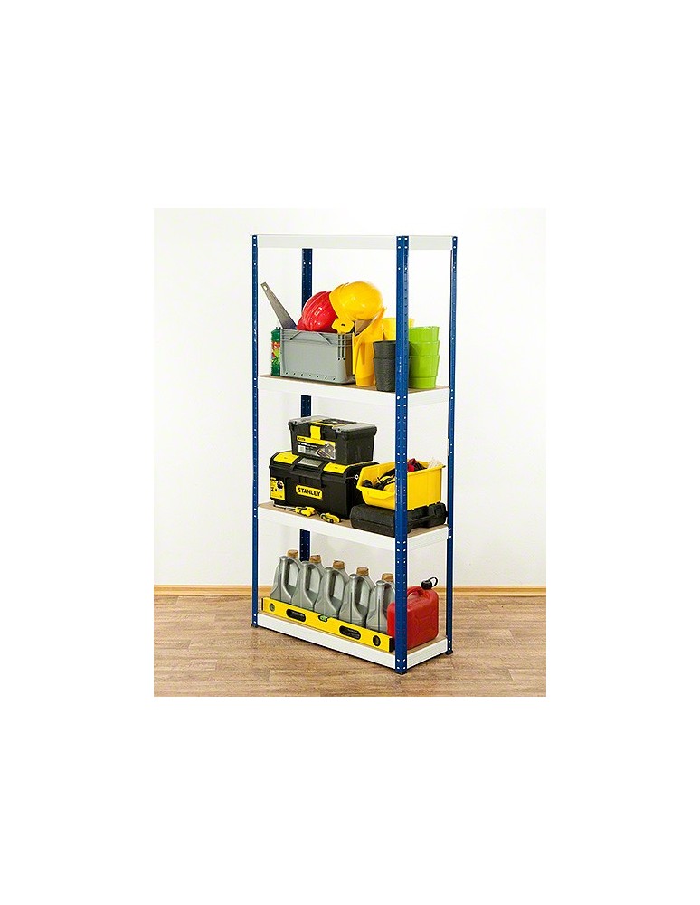 Kellerregale/Garagenregale - Metallregal Werkstatt Schwerlastregal Helios HNW_180x090x40_4 Böden, Traglast: 275 Kg, Farbe: BLAU/WEIß - product new.modo24.de 5