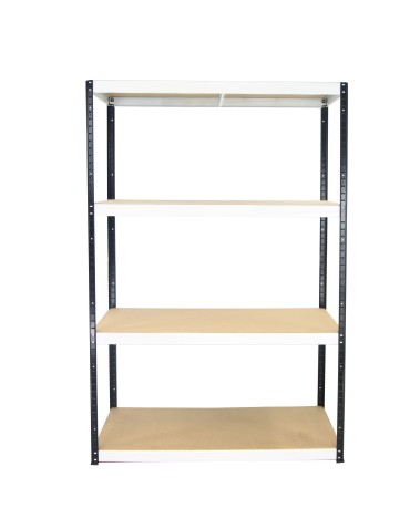 Metallregal Werkstatt Schwerlastregal Helios HBW_180x090x40_4 Böden, Traglast: 275 Kg, Farbe: SCHWARZ/WEIß - product 2