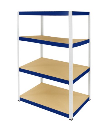 Kellerregale/Garagenregale - Metallregal Werkstatt Schwerlastregal Helios HWN_180x090x40_4 Böden, Traglast: 400 Kg, Farbe: WEIß/BLAU - produkt 1