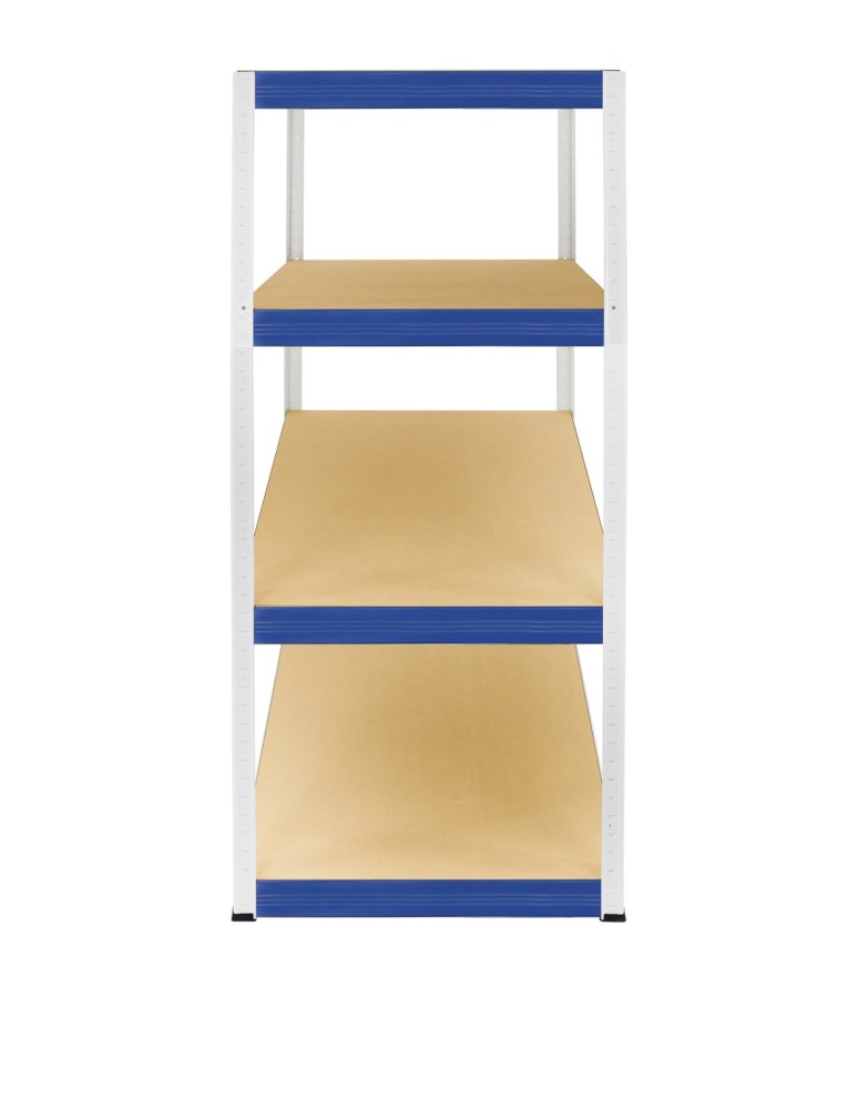 Kellerregale/Garagenregale - Metallregal Werkstatt Schwerlastregal Helios HWN_180x090x40_4 Böden, Traglast: 400 Kg, Farbe: WEIß/BLAU - produkt new.modo24.de 3