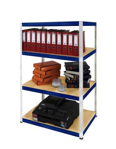 Kellerregale/Garagenregale - Metallregal Werkstatt Schwerlastregal Helios HWN_180x090x40_4 Böden, Traglast: 400 Kg, Farbe: WEIß/BLAU - produkt 5