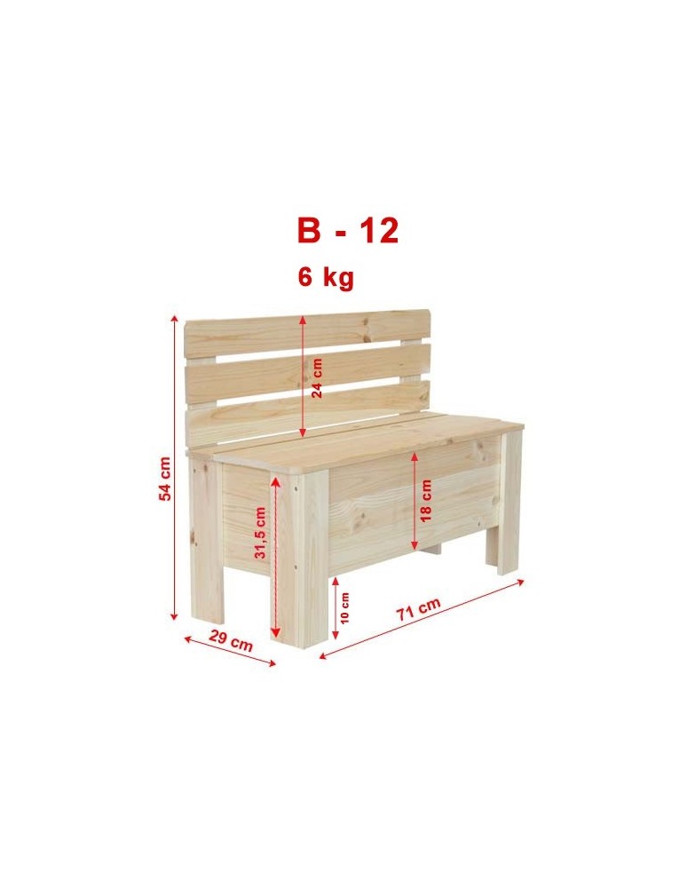 Truhe / Holztruhe - Holztruhe  Truhenbank Sitzbank für Kinder Spielkiste B-12 /unbehandelt, (54x71x29 cm) - product new.modo24.de 3
