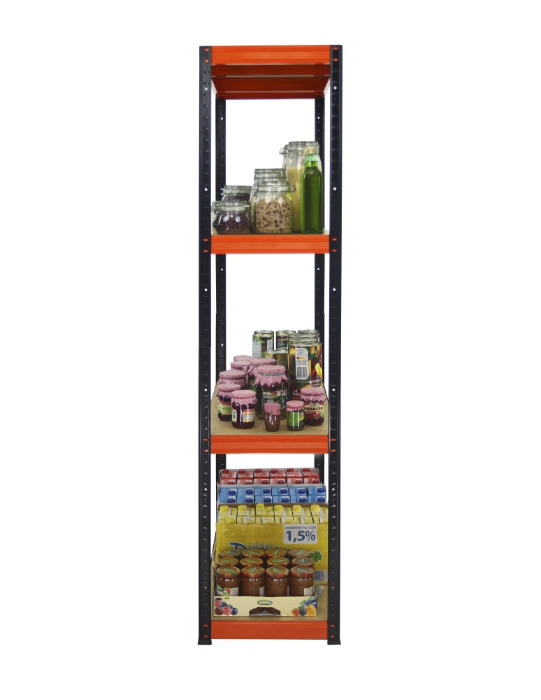 Kellerregale/Garagenregale - Metallregal Werkstatt Schwerlastregal Helios HBO_180x090x35_4 Böden, Traglast: 275 Kg, Farbe: SCHWARZ/ORANGE - produkt new.modo24.de 8