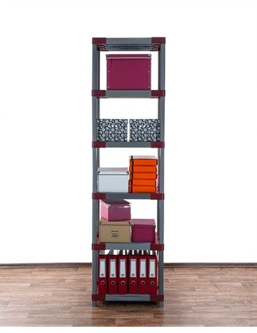 Plastikregal Kunststoffregal Steckregal  Jupiter-6-70 (222x70x46), 6 Böden, ROT - product 2