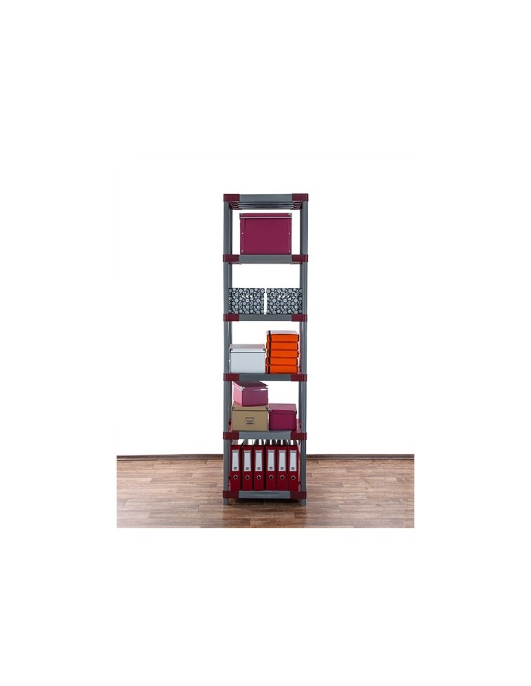 Kellerregale/Garagenregale - Plastikregal Kunststoffregal Steckregal  Jupiter-6-70 (222x70x46), 6 Böden, ROT - product new.modo24.de 2