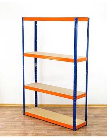 Metallregal Werkstatt Schwerlastregal Helios HNO_180x090x35_4 Böden, Traglast: 350 Kg, Farbe: BLAU/ORANGE - product 2