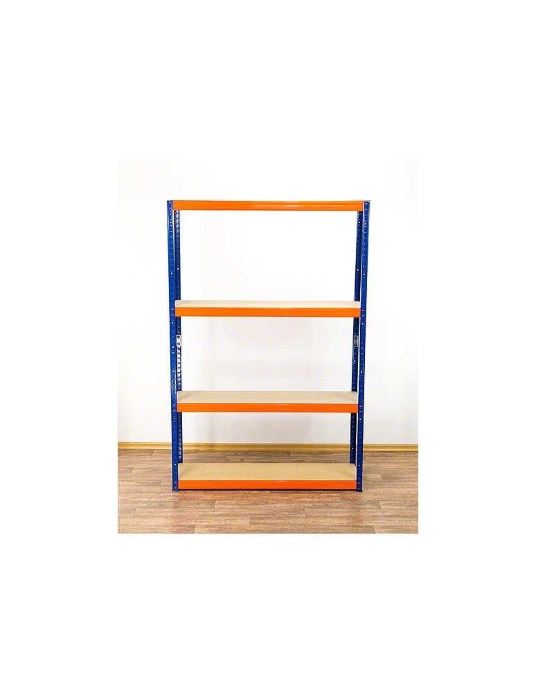 Kellerregale/Garagenregale - Metallregal Werkstatt Schwerlastregal Helios HNO_180x090x30_4 Böden, Traglast: 275 Kg, Farbe: BLAU/ORANGE - product new.modo24.de 1