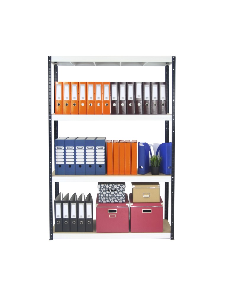 Kellerregale/Garagenregale - Metallregal Werkstatt Schwerlastregal Helios HBW_180x090x30_4 Böden, Traglast: 350 Kg, Farbe: SCHWARZ/WEIß - product new.modo24.de 5