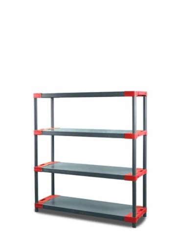 Plastikregal Kunststoffregal Steckregal  Jupiter-4-90 (138x90x46), 4 Böden, ROT