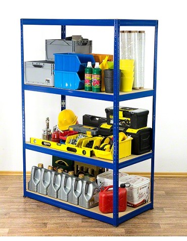 Kellerregale/Garagenregale - Metallregal Werkstatt Schwerlastregal Helios HNN_180x100x30_4 Böden, Traglast: 400 Kg, Farbe: BLAU - product 4