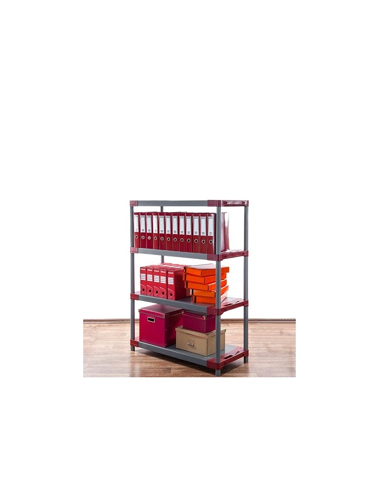 Kellerregale/Garagenregale - Plastikregal Kunststoffregal Steckregal  Jupiter-4-90 (138x90x46), 4 Böden, ROT - product new.modo24.de 3