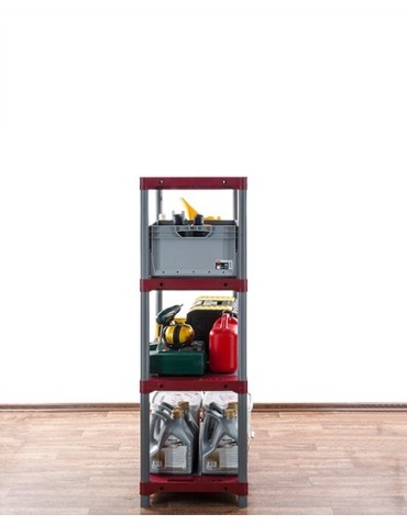 Kellerregale/Garagenregale - Plastikregal Kunststoffregal Steckregal  Jupiter-4-90 (138x90x46), 4 Böden, ROT - product 4