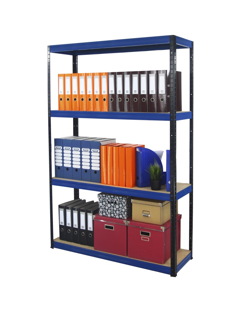 Kellerregale/Garagenregale - Metallregal Werkstatt Schwerlastregal Helios HBN_180x100x30_4 Böden, Traglast: 350 Kg, Farbe: SCHWARZ/BLAU - product new.modo24.de 3
