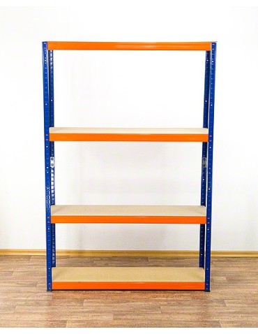 Metallregal Werkstatt Schwerlastregal Helios HNO_180x100x35_4 Böden, Traglast: 175 Kg, Farbe: BLAU/ORANGE - produkt 2