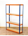 Metallregal Werkstatt Schwerlastregal Helios HNO_180x100x50_4 Böden, Traglast: 175 Kg, Farbe: BLAU/ORANGE