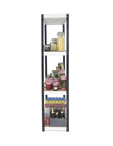 Kellerregale/Garagenregale - Metallregal Werkstatt Schwerlastregal Helios HBW_180x100x50_4 Böden, Traglast: 275 Kg, Farbe: SCHWARZ/WEIß - product 10