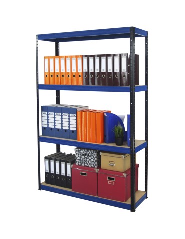 Metallregal Werkstatt Schwerlastregal Helios HBN_180x100x60_4 Böden, Traglast: 275 Kg, Farbe: SCHWARZ/BLAU - product 2