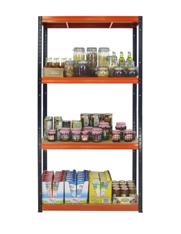 Kellerregale/Garagenregale - Metallregal Werkstatt Schwerlastregal Helios HBO_180x075x60_4 Böden, Traglast: 275 Kg, Farbe: SCHWARZ/ORANGE - product 9
