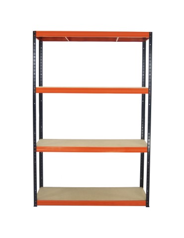 Metallregal Werkstatt Schwerlastregal Helios HBO_180x075x50_4 Böden, Traglast: 175 Kg, Farbe: SCHWARZ/ORANGE