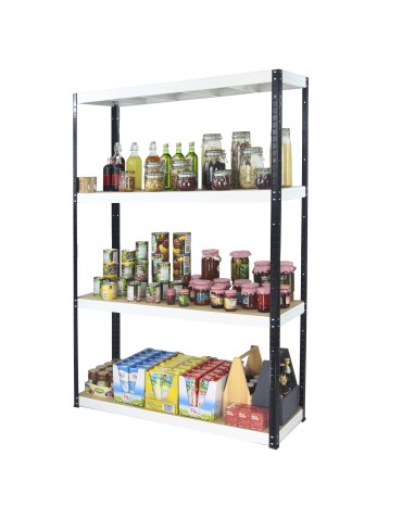 Kellerregale/Garagenregale - Metallregal Werkstatt Schwerlastregal Helios HBW_180x075x45_4 Böden, Traglast: 350 Kg, Farbe: SCHWARZ/WEIß - product 7