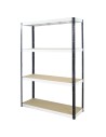 Metallregal Werkstatt Schwerlastregal Helios HBW_180x075x45_4 Böden, Traglast: 275 Kg, Farbe: SCHWARZ/WEIß