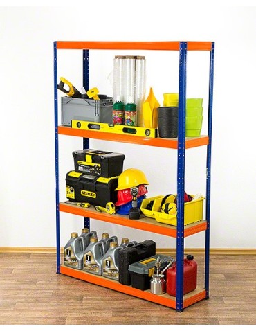 Kellerregale/Garagenregale - Metallregal Werkstatt Schwerlastregal Helios HNO_180x075x40_4 Böden, Traglast: 175 Kg, Farbe: BLAU/ORANGE - produkt 4