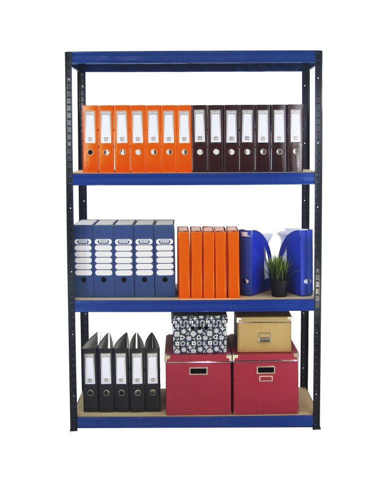 Kellerregale/Garagenregale - Metallregal Werkstatt Schwerlastregal Helios HBN_180x075x40_4 Böden, Traglast: 350 Kg, Farbe: SCHWARZ/BLAU - product new.modo24.de 4