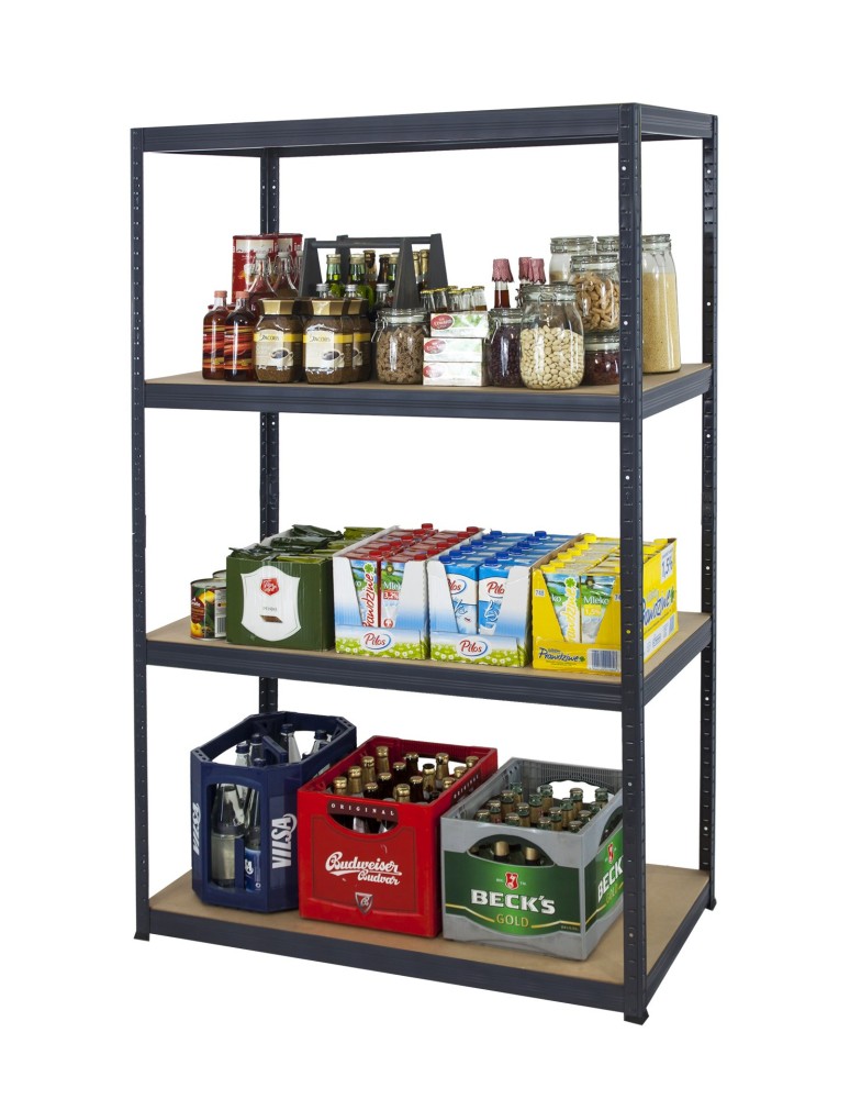 Kellerregale/Garagenregale - Metallregal Werkstatt Schwerlastregal Helios HGG_180x075x35_4 Böden, Traglast: 275 Kg, Farbe: GRAU - product new.modo24.de 4