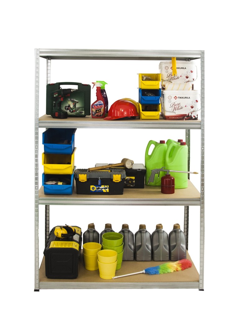 Kellerregale/Garagenregale - Metallregal Werkstatt Schwerlastregal Helios HZZ_180x075x35_4 Böden, Traglast: 175 Kg, Farbe: VERZINKT - produkt new.modo24.de 4