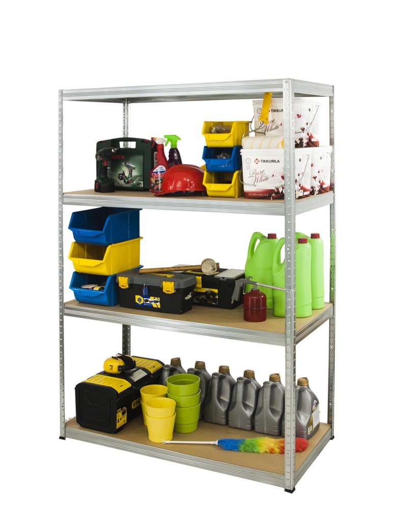 Kellerregale/Garagenregale - Metallregal Werkstatt Schwerlastregal Helios HZZ_180x075x35_4 Böden, Traglast: 175 Kg, Farbe: VERZINKT - produkt new.modo24.de 3